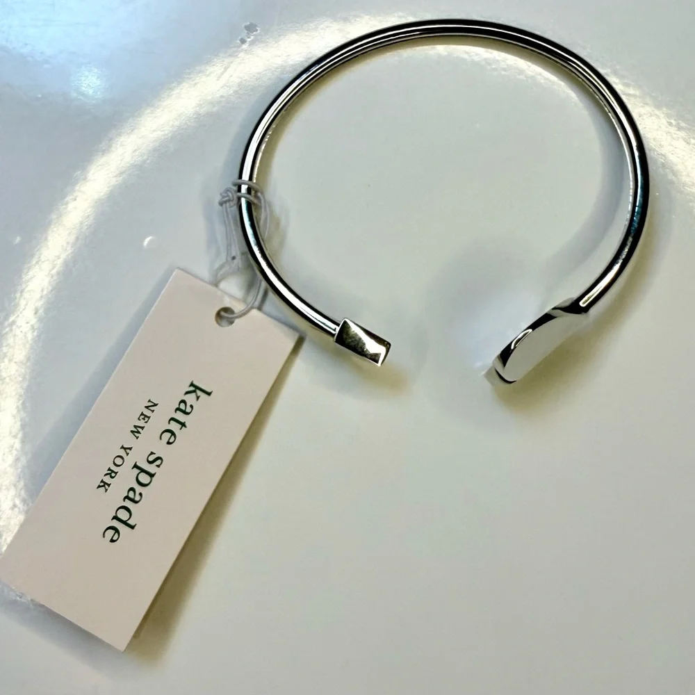 NWTKate spade silver heart arrow open bangle bracelet - Picture 6 of 12